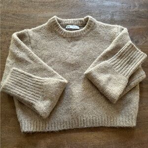 Brown cropped Zara sweater